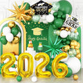 Green White Gold Balloon Arch Kit, Graduation Balloons Garland, 2026 Graduation Decorations Green Gold and White Balloons with Foil Star Balloon for Class of 2026 ollege High School Party Decor