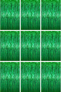 3.3 x 6.6 ft Foil Fringe Backdrop Curtains, Tinsel Streamers Party Decorations, Fringe Backdrop for Birthday, Baby Shower, Gender Reveal, Graduation (9, Green)