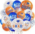 Blue and Orange Graduation Balloons Graduation Decorations 2026, 51Pcs Grad Latex Balloons and Grad Foil Balloon with Confetti Ribbons Grad Party Decorations for College High School