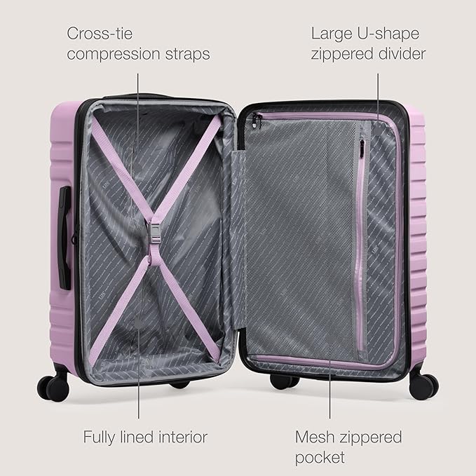 U.S. Traveler Boren Hardside Spinner Luggage With Aluminum Handle, Lavender, 2-Piece Set