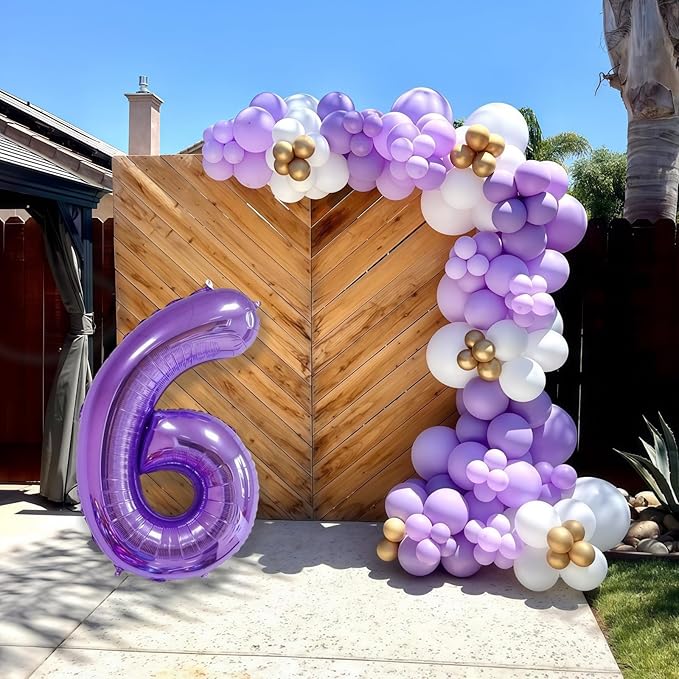 Purple 7 Balloon Number,40 Inch Number 7 Balloon Big Purple 7 Foil Mylar Helium Balloon for Birthday Party Decorations
