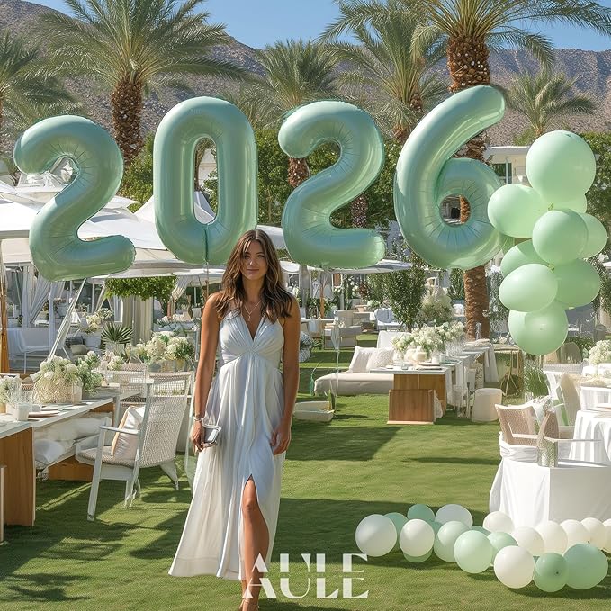 AULE 40 Inch Large 2 Balloon Numbers Sage Green, Big Foil Number Balloons, Giant Helium Happy Birthday Party Decorations for Man and Women, Huge Mylar Anniversary Party Supplies