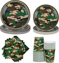 durony 96 Pieces Camouflage Themed Party Supplies Serve 24 Include Dinner Paper Plates Luncheon Napkins Party Cups for Camouflages Hunting Army Military Civil War Party Decorations