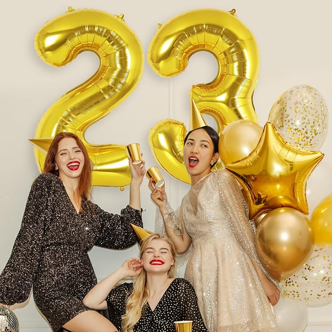 Gold Number 2 Balloon 40 Inch, Big Large Foil Helium Number Balloons, Jumbo Giant Mylar Number 2 Balloons for 2 Year Old Birthday Party Decorations Supplies Anniversary