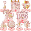9 Pcs 70th Birthday Decoration for Women Happy 70th Birthday Table Honeycomb Decorations Rose Gold Pink Centerpieces Tables Toppers1956 Decor Cheers to 70 Years Old Birthday Party Favors