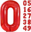 Laser Red Number Balloon 40 Inch, 0 Number Balloons, 10 20 30 40 50 Numbers Balloon Birthday Decorations, Party Supplies for Women