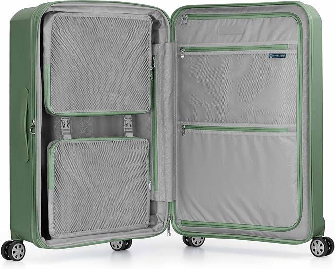 Traveler's Choice Pagosa Hardshell Expandable Luggage with Spinner Wheels, Green, 3-Piece Set (22/26/30)