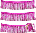 BEISHIDA 3 Packs Metallic Foil Fringe Garland Rose Red Wall Hanging Tinsel Fringe Banners for Car Floats Bridal Shower Wedding Birthday Valentine's Day Anniversary Party Decoration(30 Feet)