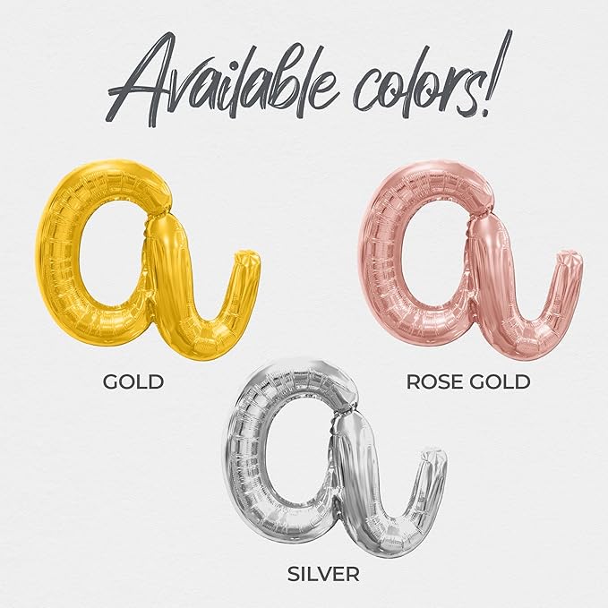 Cursive Letter Balloons - Custom Script Phrase 16" Inch Alphabet Letters & Numbers Foil Mylar Balloon - Create Your Own Balloon Banner (Custom)