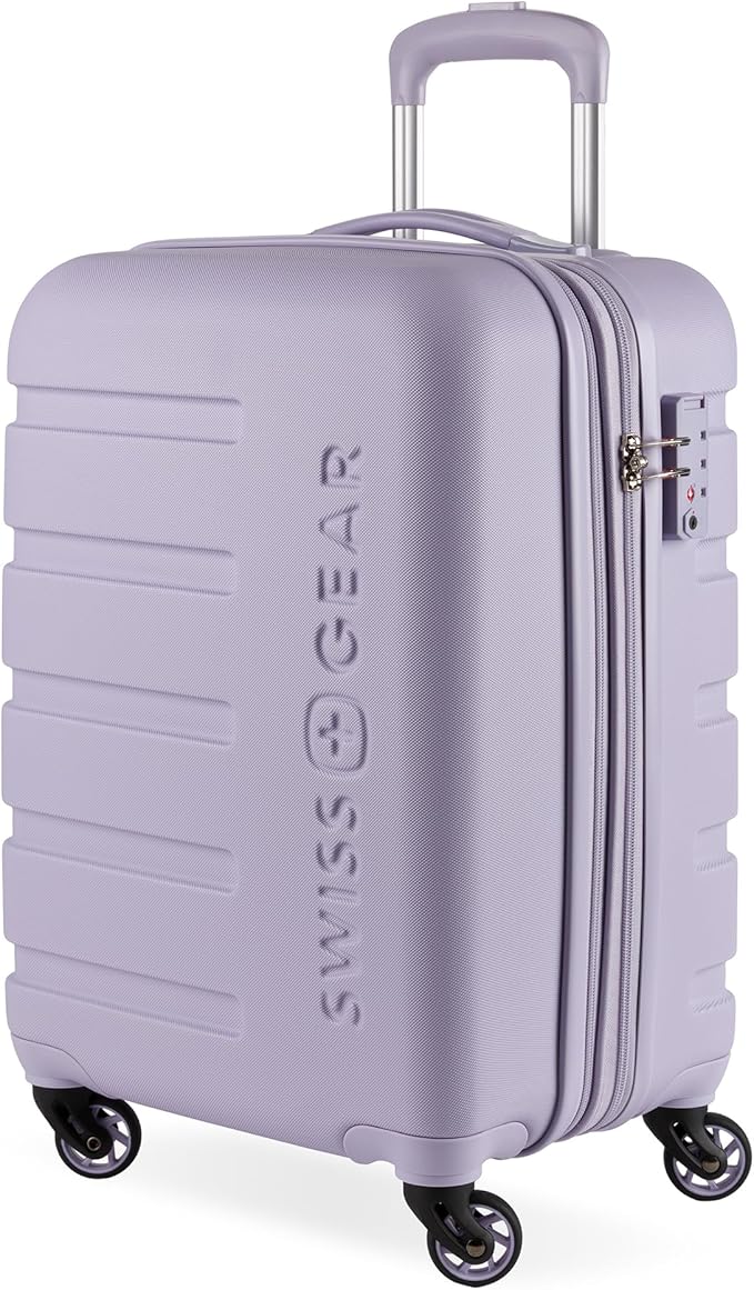 SwissGear 7366 Signature Hardside Expandable Luggage with Spinner Wheels, TSA Lock, Cup-Holder, Evening Haze, Carry-On 19-Inch