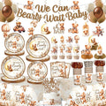 163pcs Bearly Baby Shower Decorations Complete Tableware Set, Serves 20 Guests, Teddy Bear Baby Shower Decor, Bear BabyShower Decorations Boys Girls, For Barely Theme Party