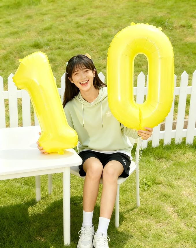 Yellow Helium Number Balloon 40 Inch, Giant Foil Yellow Number 0 Birthday Balloons, Large Numbers 10 20 30 40 50 60 70 80 90 100 2026, Party Celebration Supplies Decorations