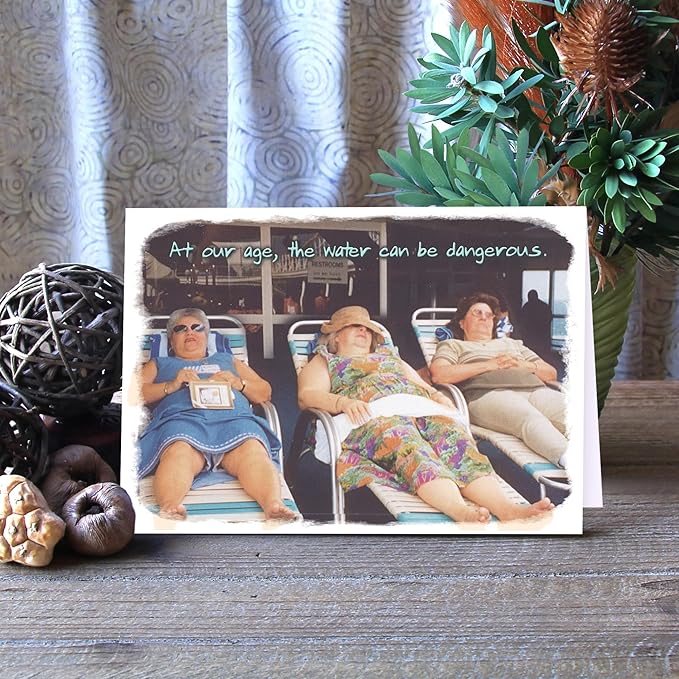 SHADE TREE GREETINGS Funny Women's Birthday Greeting Card (5" x 7") by Actual Pictures | 3 Pack + 3 Envelopes (Lifeguards)