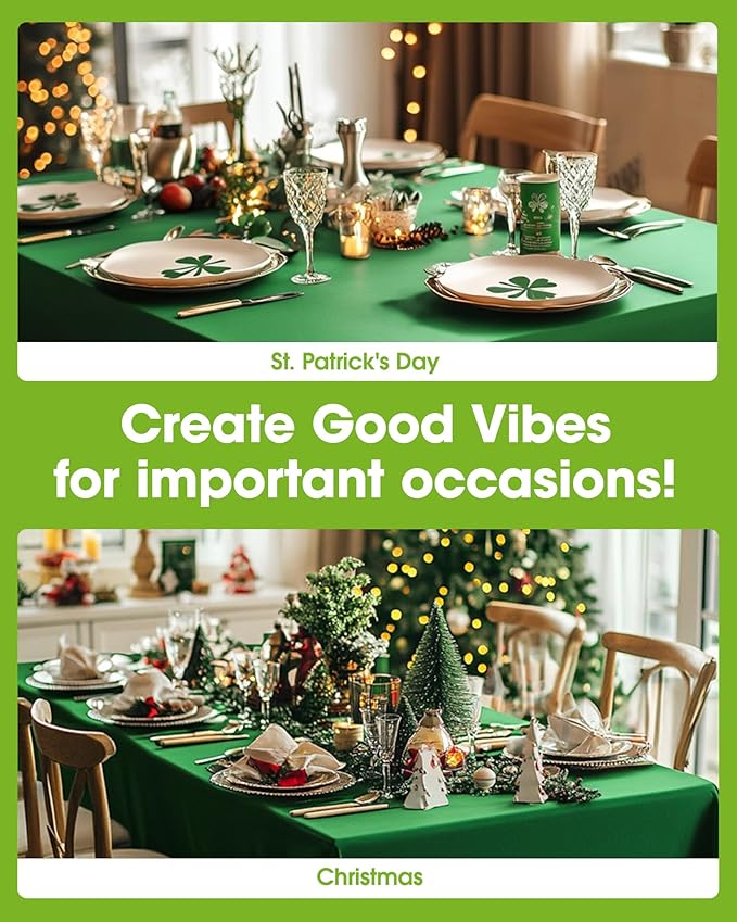 Pureegg Plastic Table Cloth Disposable 6 Pack, 54 x 108 Inch Table Cloths, St Patricks Day, Christmas Decorations, Tablecloths, Rectangle, Forest, Plastic Cover, Waterproof, Green