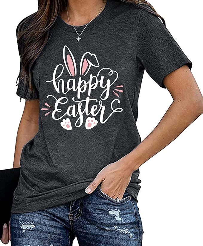LAZYCHILD Women Easter Teacher Shirts: Funny Treat All with Kindness T-Shirt Bunny Rabbit Tee Tops