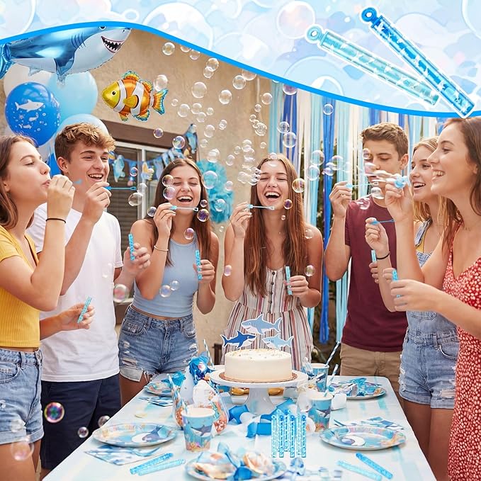 32 Pcs Shark Themed Bubbles Wands Cute Bubbles Party Favors for Adult Summer Activity Animal Birthday Party Goodie Bag Stuffers Gifts Wedding Supplies