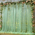 10x8ft Olive Green Tulle Backdrop Curtain with Lights String for Parites, Sheer Photo Backdrop Curtains for Easter Wedding Baby Shower Birthday Party Photo Shoot Decorations