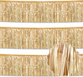 3 Pack 10 Ft Champagne Gold Foil Fringe Garland Metallic Streamers Tinsel Banner Wall Hanging Garland Backdrop for Parade Floats, Halloween, Christmas, Thanksgiving, New Year Party Decorations