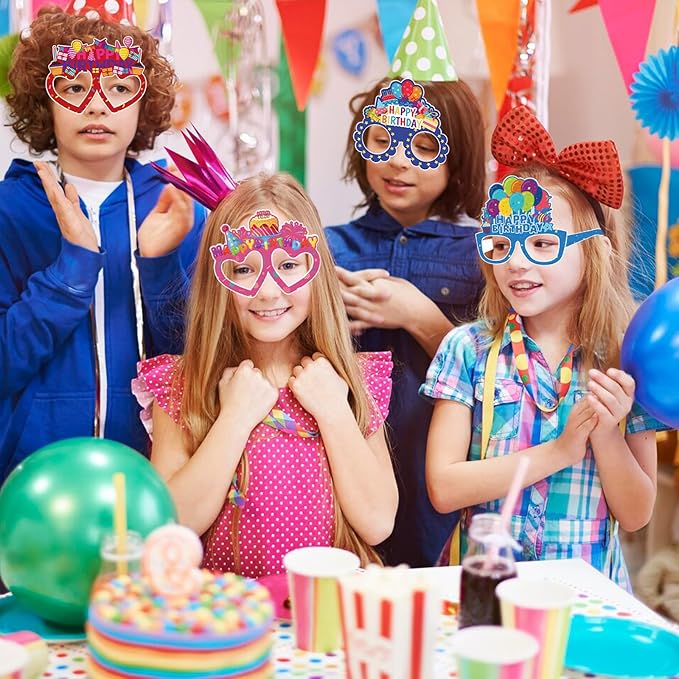 12PCS Happy Birthday Glasses, Birthday Party Paper Eyeglasses Photo Booth Props for Birthdays Party Supplies Decorations