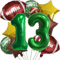 Football Birthday Decorations - 13th Birthday Balloon Rugby Gold Brown Star Rugby Field Touchdown Sports Theme Party Supplies - 10Pcs