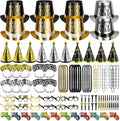 POILKMNI 92 Pcs New Years Eve Party Supplies - New Years Headbands, NYE Hats and Noisemakers for 46 People, Plastic Party Favors, Cone Hats, Horns, Glasses