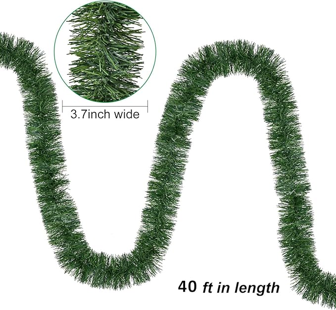 DearHouse 40 Foot Christmas Garland, Artificial Pine Garland Holiday Decor for Outdoor or Indoor Home Garden Artificial Green Greenery, or Fireplaces Holiday Party Decoration