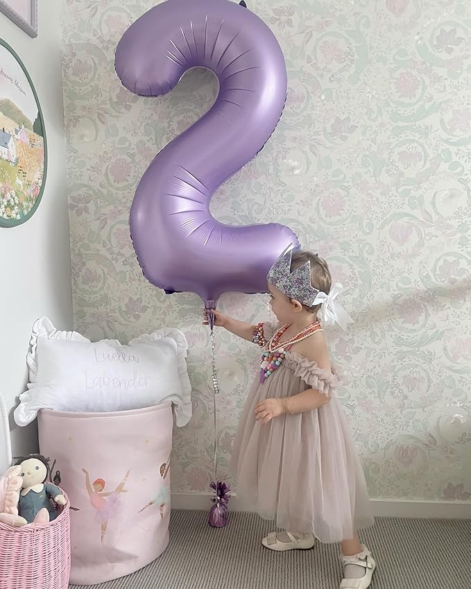 Lilac Number 3 Balloon 40 Inch, Lavender 3 Balloon Number, Mauve 3rd Birthday Decorations, Lilac Mauve Party Supplies for Boys Girls