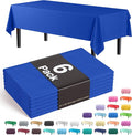 Exquisite Party Solids 6-Pack Premium Plastic Tablecloth 54in. x 108in. Rectangle Plastic Table Cover - Blue