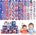 4th of July Party Favors Slap Bracelets for Kids 36PCS Red White and Blue American Flag Patriotic Snap Bracelet Bulk Independence Day Party Supplies Fourth of July Kids Toys Gifts Classroom Prizes