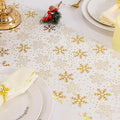 Snowkingdom Christmas Snowflake Gold Table Runner 11 Inch x 49 Feet Sparkly Gold Foil Glitter Metallic Mesh Runners Dining Table Decorations for Seasonal Winter Xmas Festival Holiday Home Party