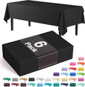 Exquisite Party Solids 6-Pack Premium Plastic Tablecloth 54in. x 108in. Rectangle Plastic Table Cover - Black