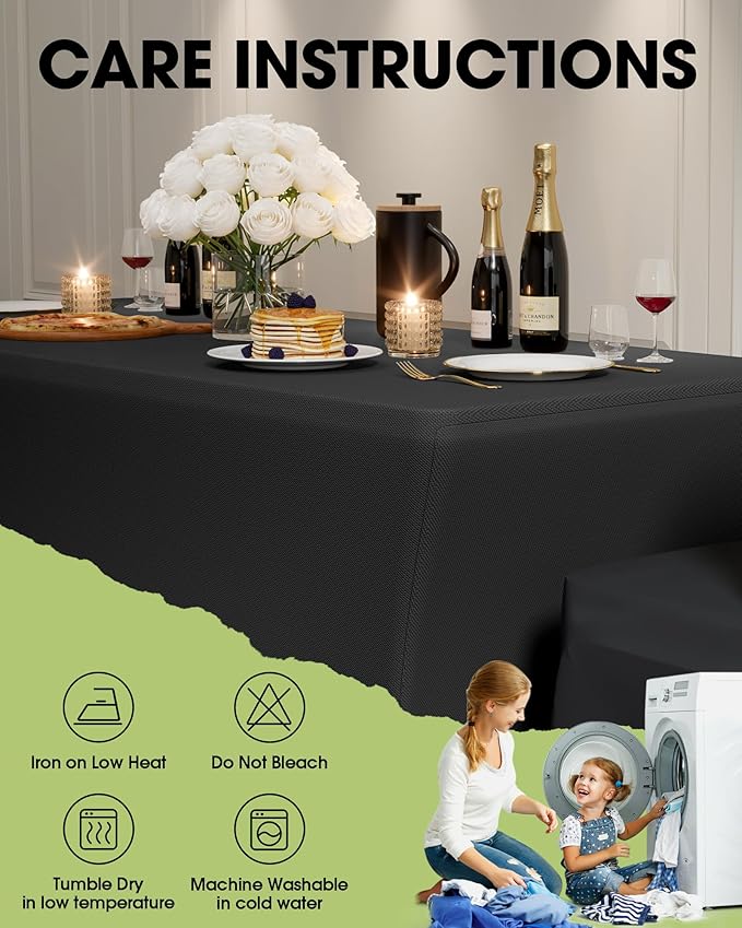 Pureegg Spandex Tablecloth 4ft - 6 Pack, Fitted and Stretch Table Cover for Rectangle Tables, Wrinkle-Resistant and Secure Fabric for Outdoor, Picnic, Party, Wedding, Banquet and Birthday, Black