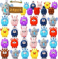 24 Pcs Party Favors for Kids, 3D Animal Pop Fidget Toys Bulk, Sensory Bath Suction Toys for Toddlers, Carnival Treasure Classroom Prizes Box Toys, Fidget Stocking Stuffers Birthday Party Gifts