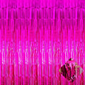 4 Pack 3.2Ft x 9.8Ft Fuchsia Foil Fringe Curtain Backdrop, Metallic Tinsel Foil Fringe Streamers Curtains for Party, Photo Booth Props, Birthday, Wedding, Christmas Party Decoration Supplies