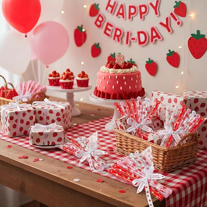 32 Pcs Strawberry Bubble Wands Sweet Berry Bubble Wand for Party Favors Adult Summer Activity Birthday Party Goodie Bag Stuffers Gifts Wedding Supplies