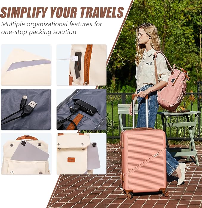 Cosbarn Carry On Luggage 22x14x9 Airline Approved, 20 Inch Carry on Suitcases with Wheels, ABS Lightweight Carry-on Luggage, Travel Suitcase Set with Wheels and TSA Lock