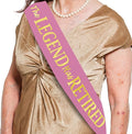 The Legend Has Retired Sash – Elegant Pink and Gold Foil Legendary Sash for Both Women and Men & a Large Gold Safety Pin. Perfect for Retirement Parties by JPACO