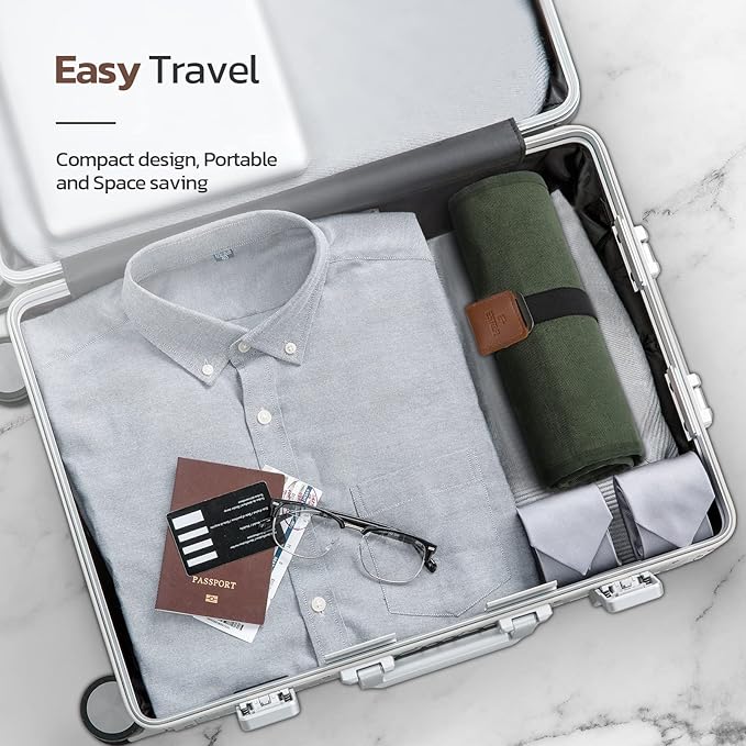 Toiletry Bag for Men, Travel Essentials Travel Toiletry Bag, Water-Resistant Compact Bathroom Roll Organizer for Hygiene, Shaving kit, Gifts for men (4.Army Green(Polyster))
