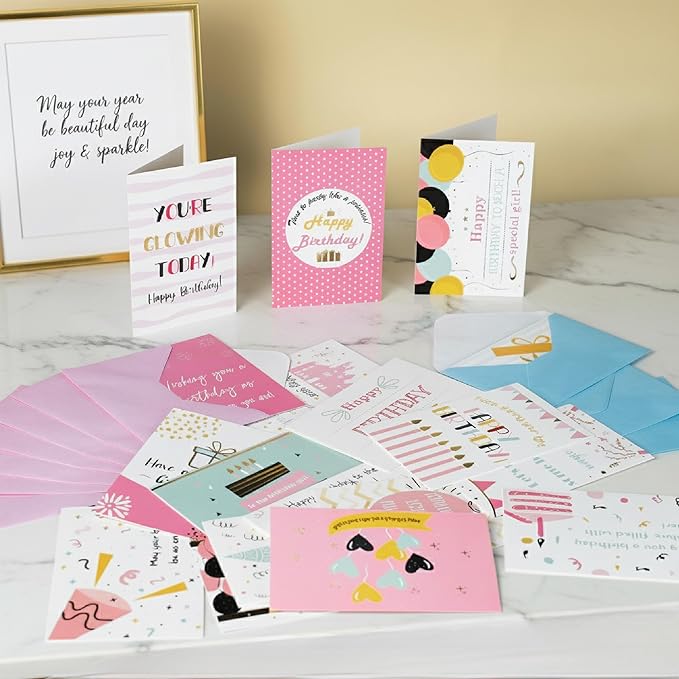 Mr. Pen- Birthday Cards with Envelopes, 20 Pack, 4" x 6", Assorted, Gold Foil, Blank Inside, Greeting Cards Birthday