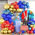 Red Blue Gold Balloon Garland Kit, 120pcs Royal Blue Red Arch Kit With Gold 4D Foil Balloon Long Balloons Different Sizes For Video Theme Birthday Baby Shower Party Graduation Game Bachelorette Decor