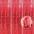 Crosize 8 Pack 3.3 x 9.9 ft Red Foil Fringe Curtains Party Decorations, Tinsel Curtain for Birthday Bachelorette Valentines Day Graduation Parties, Door Streamers