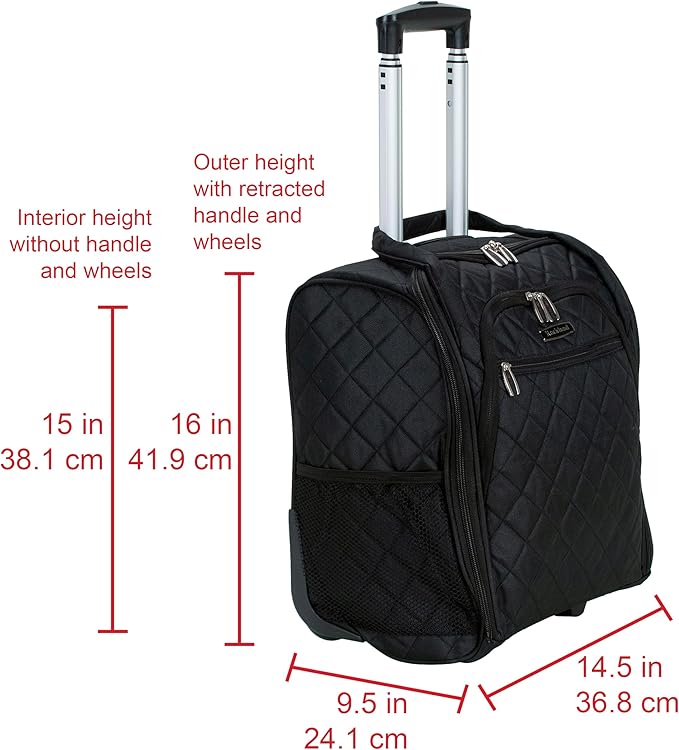 Rockland Melrose Upright Wheeled Underseater Carry-On Luggage, Black