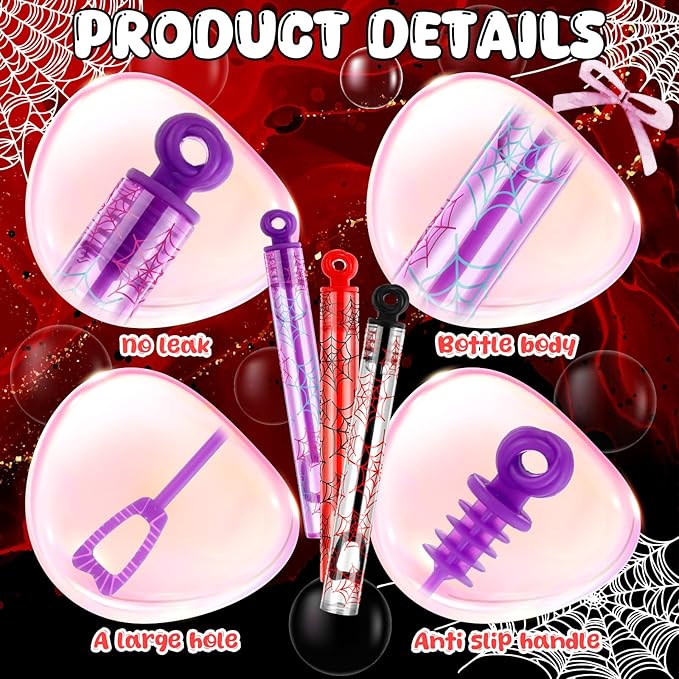 32 Pcs Spider Web Bubble Wands Spider Bubble Wand Cartoon Party Favors for Adult Summer Activity Birthday Party Goodie Bag Stuffers Gifts Wedding Supplies