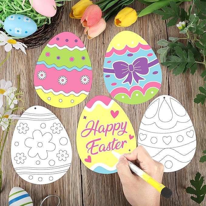 Hedeey 90 Pcs Easter Paper Egg Crafts, Color Your Own Egg Crafts, Easter DIY Crafts for Kids Party Activity Classroom Decor. (Eggs)