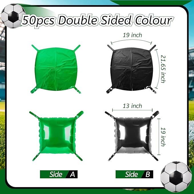 50PCS Video Game Square Balloon Arch Garland Kit, Green Black Double Sided Square Foil Balloons Wall Backdrop for Anniversary Bachelorette Halloween Party Decor