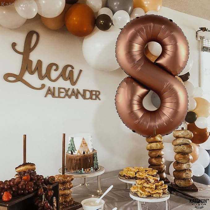KatchOn, Coffee Brown 8 Balloon Number - 40 Inch, Brown balloon Number 8 | Coffee Birthday Decorations for Boy | 8 balloon Number for Birthday Decorations Girls