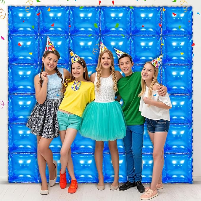 36 Piece XL Blues Square Foil Balloon Wall Screen Double Sided Square Balloon Screen Tunnel Arch Kit Mylar Square Balloons for Baby Shower Graduation Prom Birthday Party Decorations (Blues)