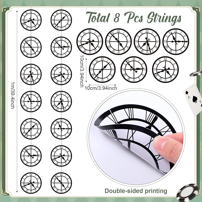 Xinnun Wonderland Tea Party Decorations Curious Clock Garlands Banners Princess Theme Banner Cutouts Ribbon Streamers for Wonderland Birthday Baby Shower Garden Tea Wedding Party Decor Supplies