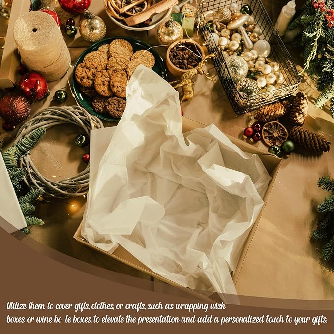 RYKOMO 200 Sheets 20 x 30 Inch Acid Free Tissue Paper for Storage, Unbuffered No Acid White Tissue Paper for Crafts for Gift Wrapping New Year Party Festival Mother's Day Decor and DIY