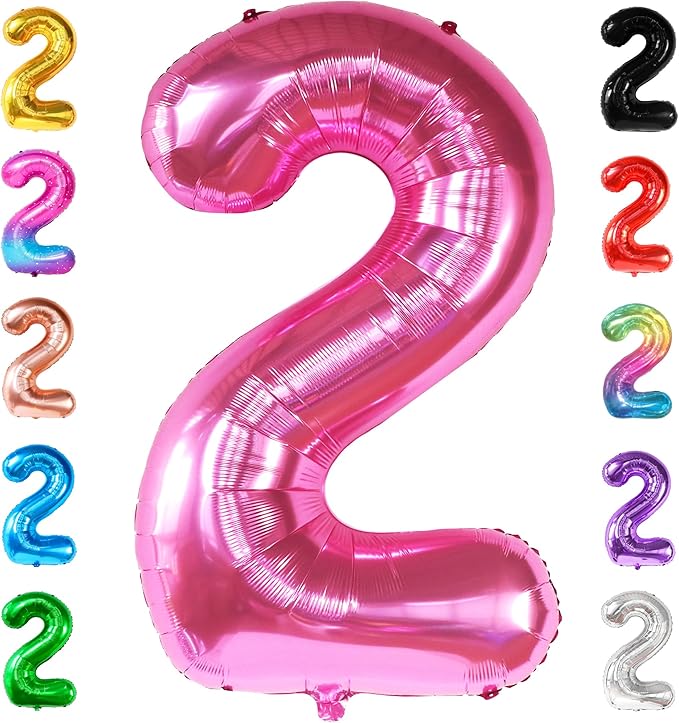 KatchOn, Hot Pink Number 2 Balloon - 40 Inch | 2 Balloon Number, Two Cool Birthday Party Decorations Girl | Pink Party Decor | 2nd Birthday Decorations for girl | 2nd Happy Anniversary Decoration